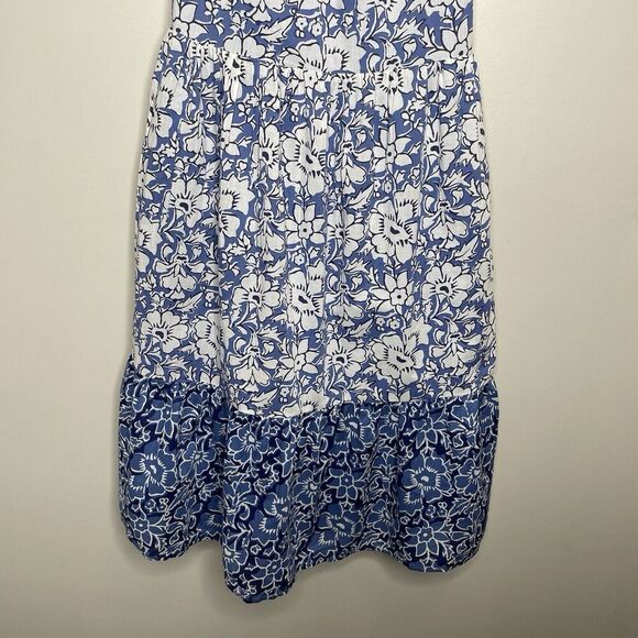 J.CREW Dress Women 2 Blue Floral Above Knee NEW Ruffle Trim Pockets CA214 - Picture 5 of 15